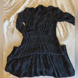Banana Republic knee length dress, black and which polka dot size 8